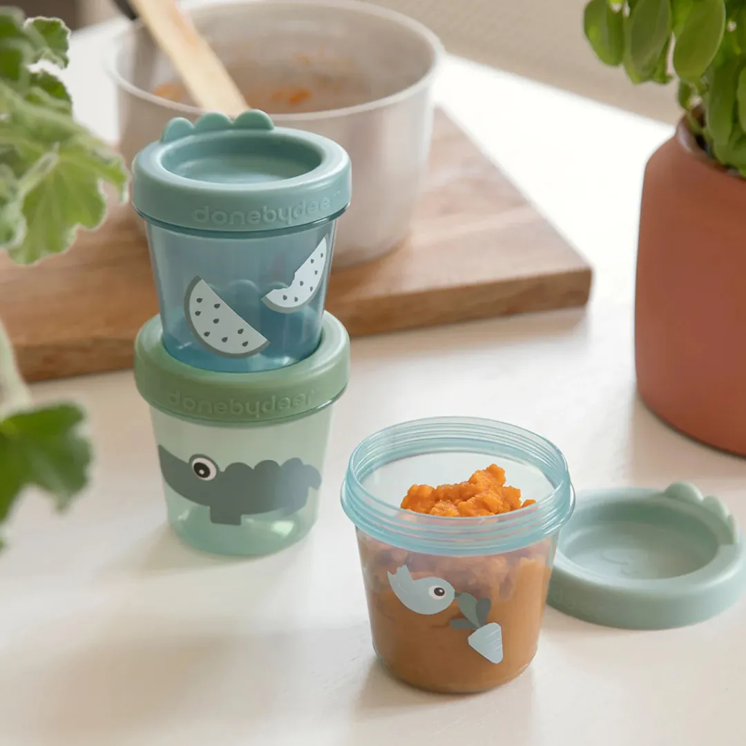 baby_food_container_pack__1.webp Done By Deer Baby Food Container 3-Pack - Croco -Green^Kids Eat & Drink