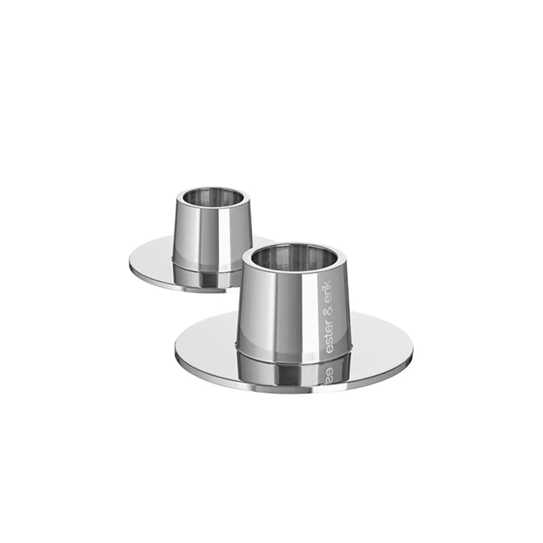 candle_holder_shiny_silve_0.webp Ester and Erik Candle Holder Shiny Silver Set / 2^ Candles / Candleholders | Christmas Baubles And Decor