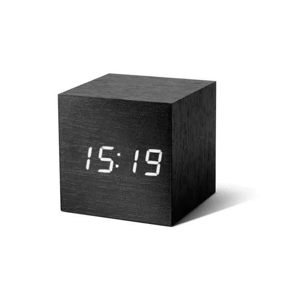 Gingko Cube Click Clock Black / White LED^ Clocks | Tech - Table Culture