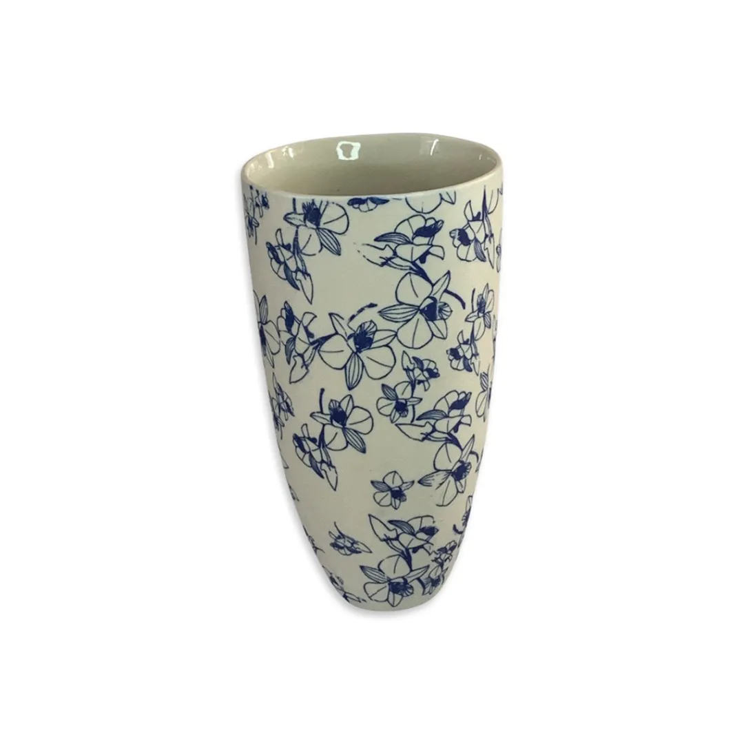 floral_blue_elegant_vase__0-1.webp Eucalypt Homewares Floral Blue Elegant Vase Small^ Tableware | Vases