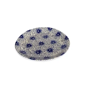 Eucalypt Homewares Floral Blue Large Round Plate 24cm^ Serving