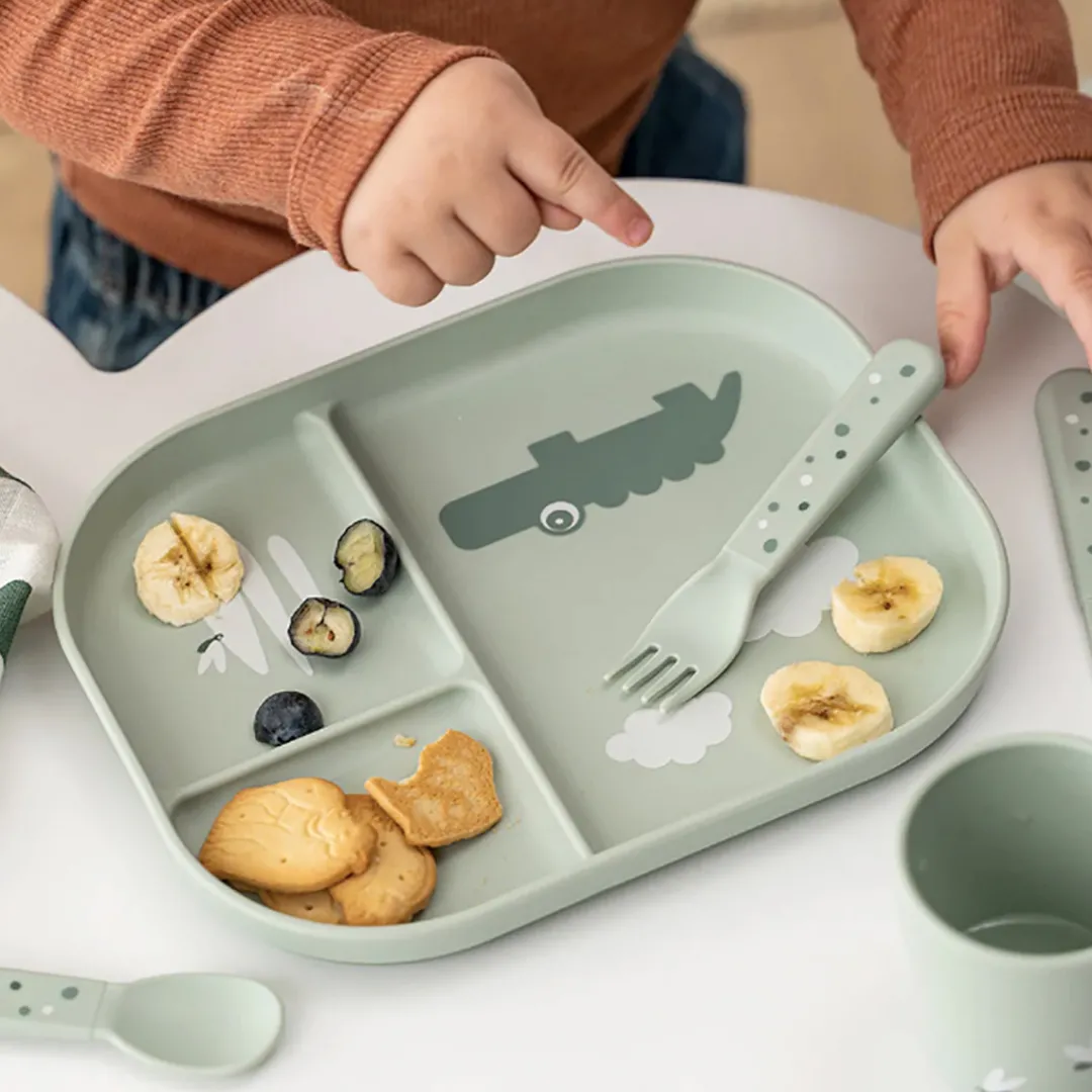 foodie_compartment_plate__1.webp Done By Deer Foodie Compartment Plate - Green^Kids Eat & Drink