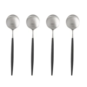 Cutipol Goa Black & Matte Silver Coffee Spoon / Set 4^ Cutlery