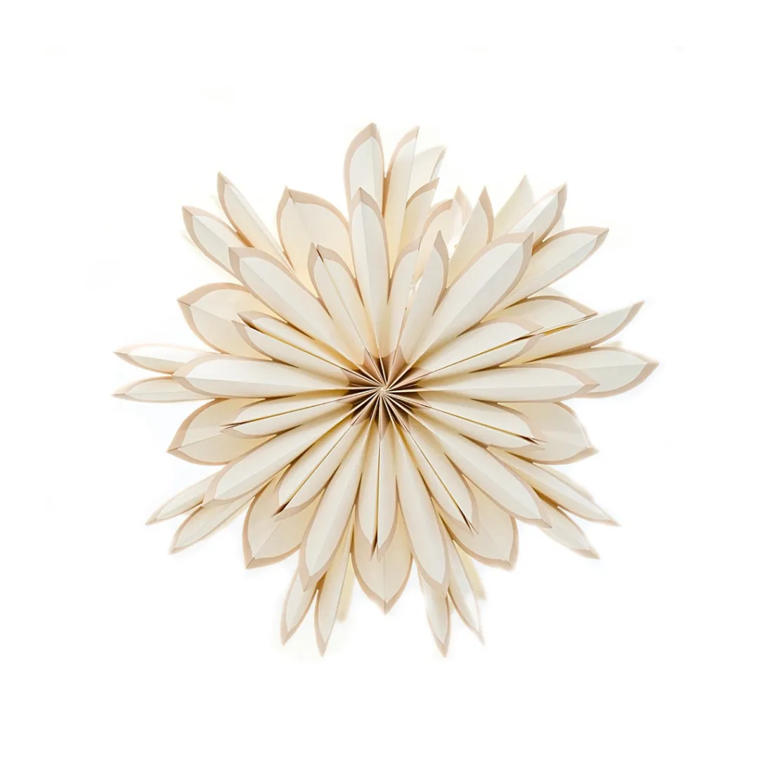 hanging_paper_snowflake_w_0.webp nordic rooms Hanging Paper Snowflake White/Flaxseed Edge 50cm^ Christmas Baubles And Decor