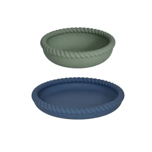 OYOY Mellow Plate and Bowl Set Blue/Olive^Kids Eat & Drink