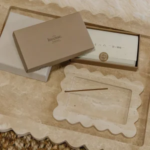 CoTheory Palazzo Scalloped Tray Large Beige Travertine^ Mothers Day