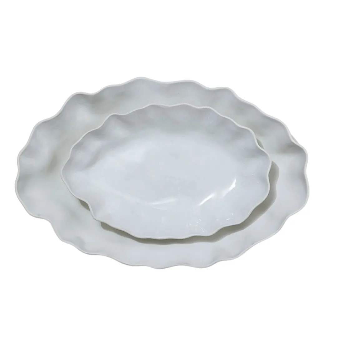 ruffle_rectangle_platter__2.webp Marmoset Found Ruffle Rectangle Platter Extra Large Snow White^ Mothers Day | Gifts For Her