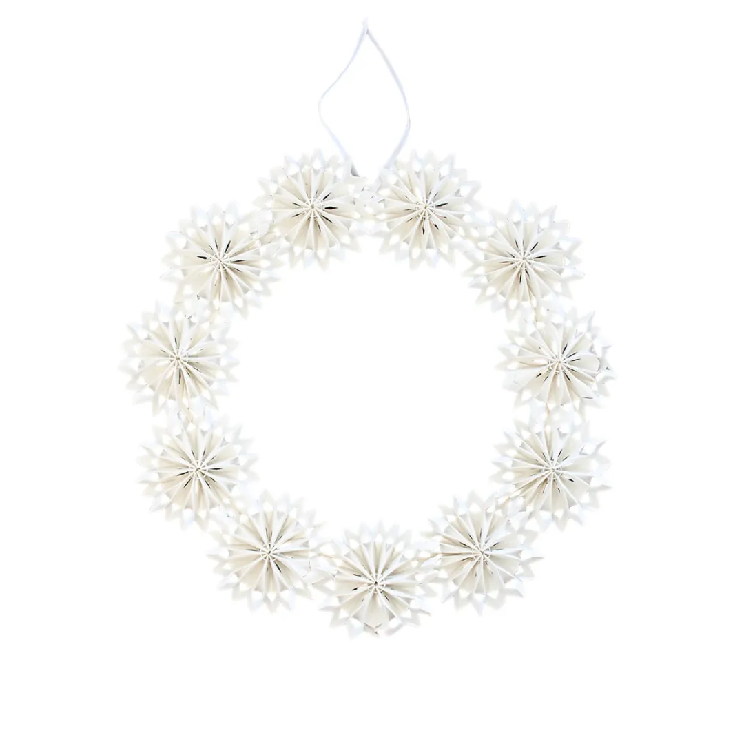 white_hanging_paper_wreat_0.webp nordic rooms White Hanging Paper Wreath 43cm^ Christmas Baubles And Decor